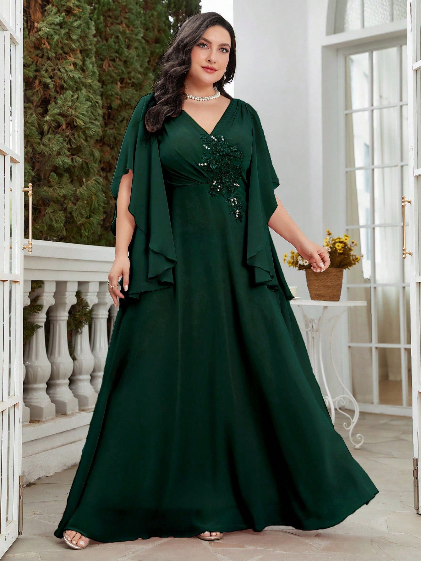 Plus Rhinestone Detail Chiffon Bridesmaid Dress
