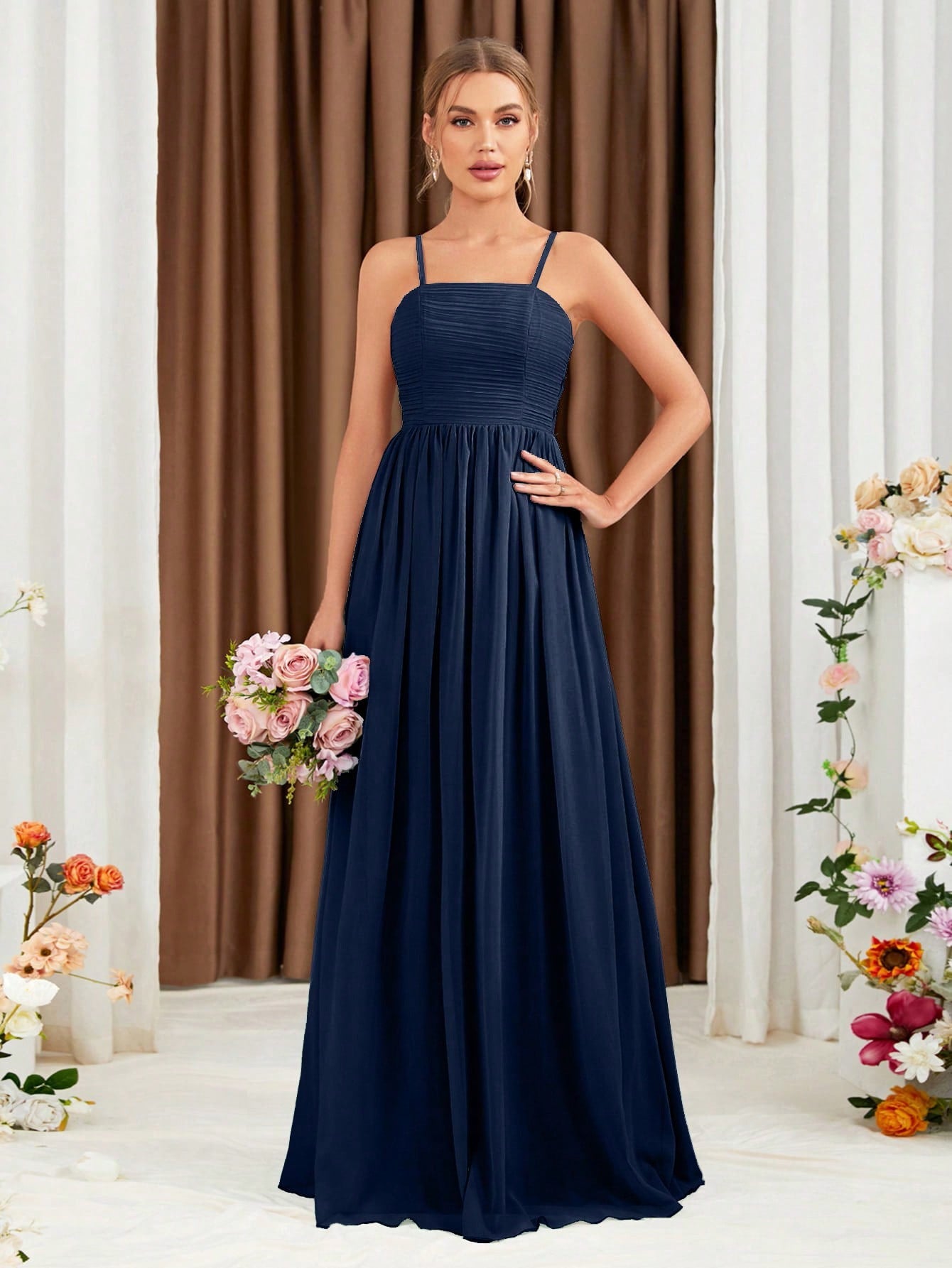 Criss Cross Chiffon Cami Bridesmaid Dress