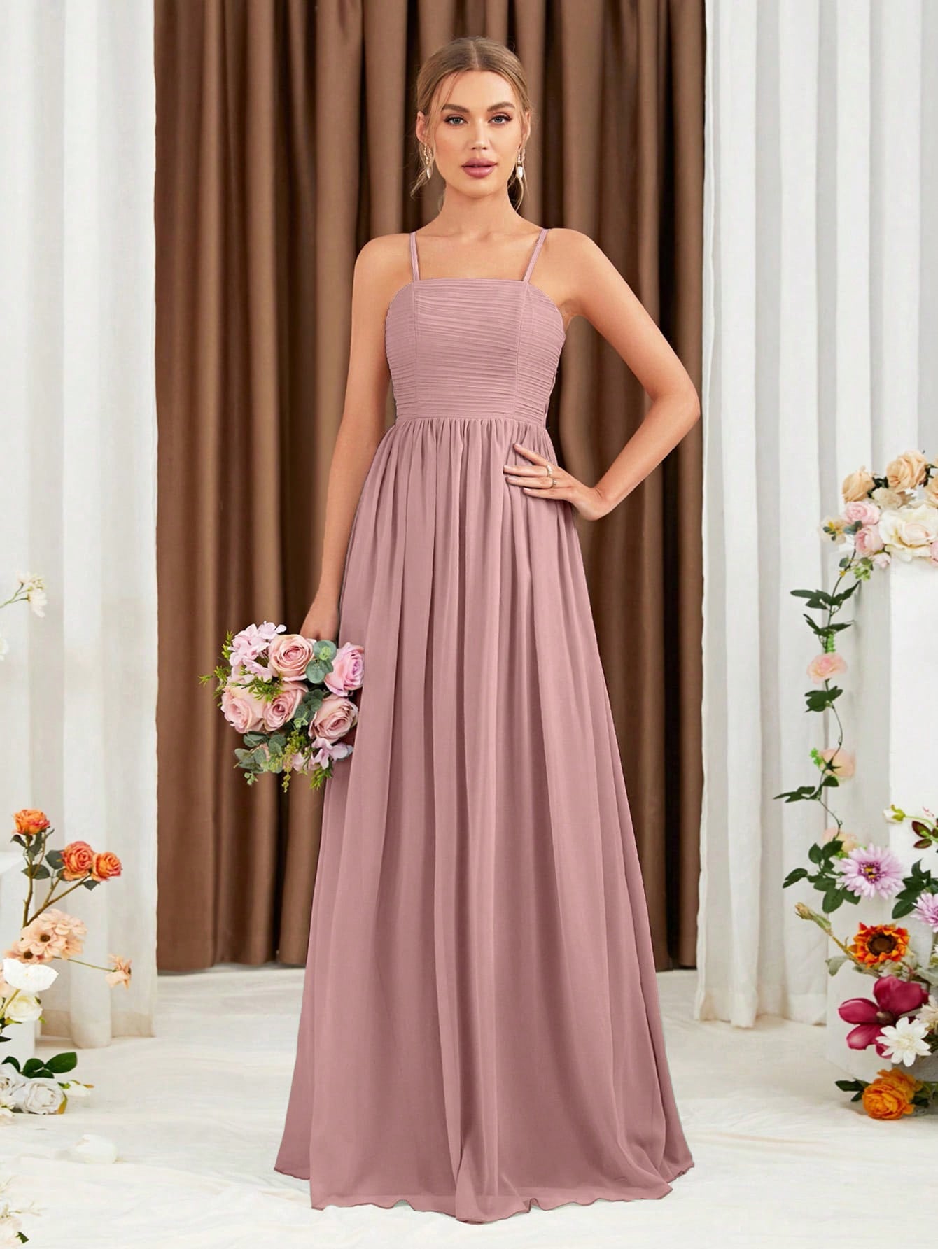 Criss Cross Chiffon Cami Bridesmaid Dress