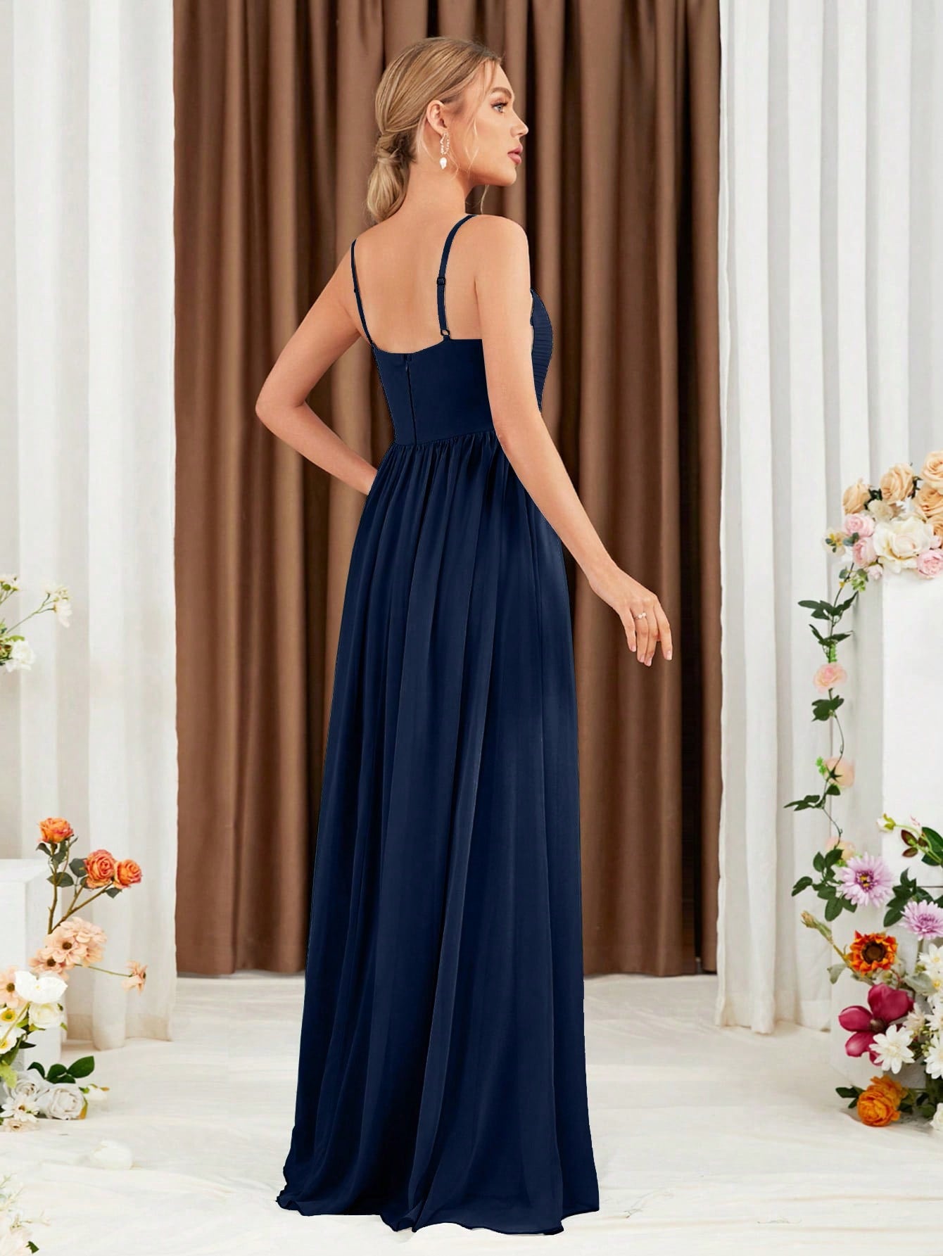 Criss Cross Chiffon Cami Bridesmaid Dress