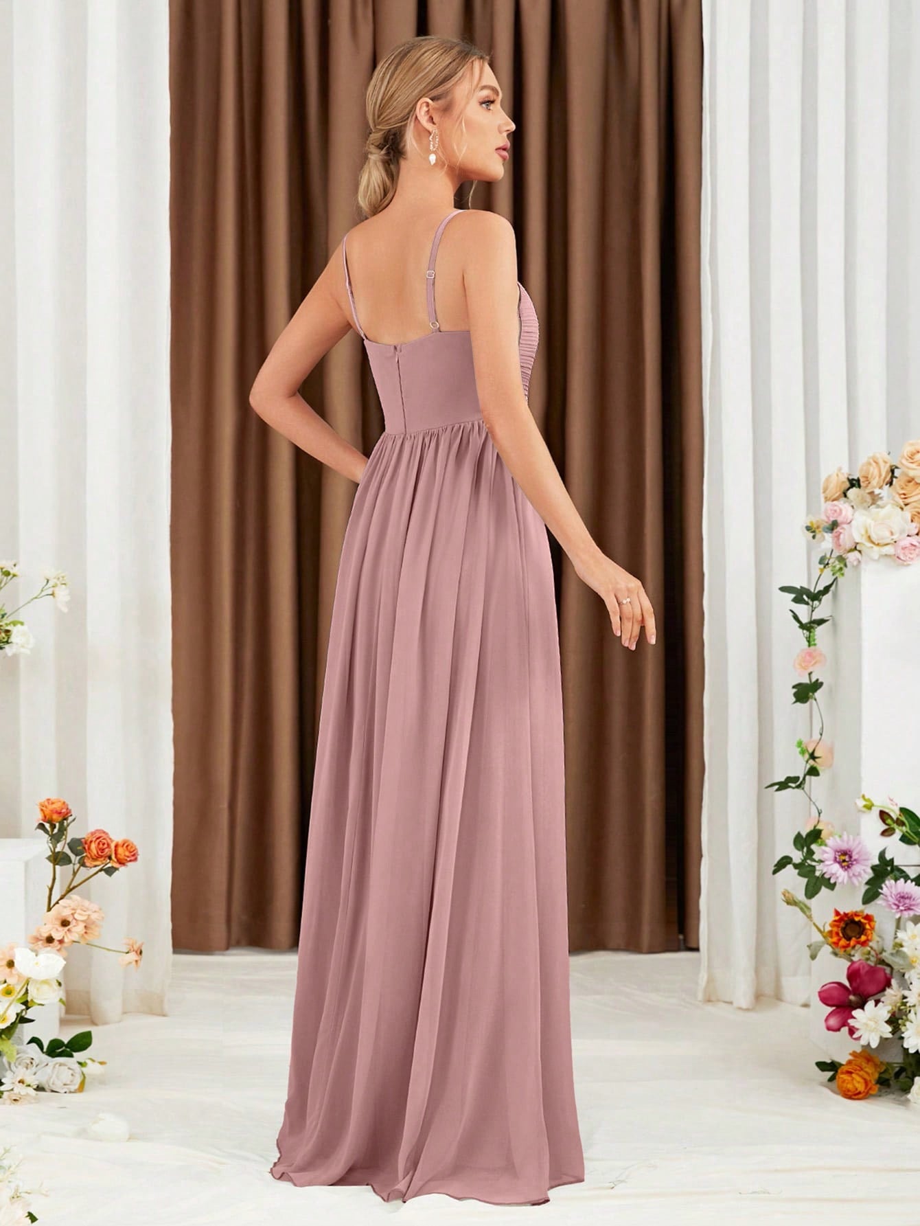Criss Cross Chiffon Cami Bridesmaid Dress