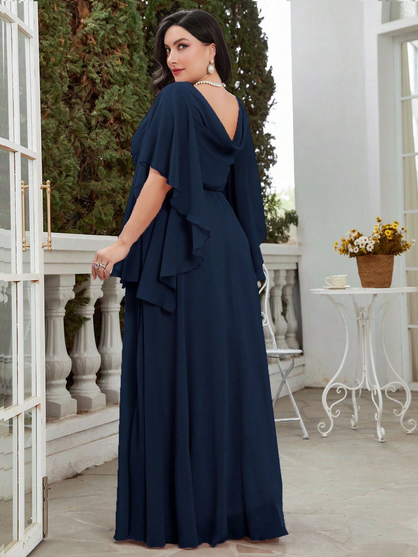 Plus Rhinestone Detail Chiffon Bridesmaid Dress