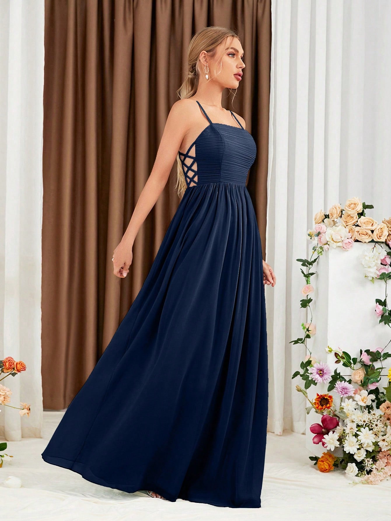 Criss Cross Chiffon Cami Bridesmaid Dress