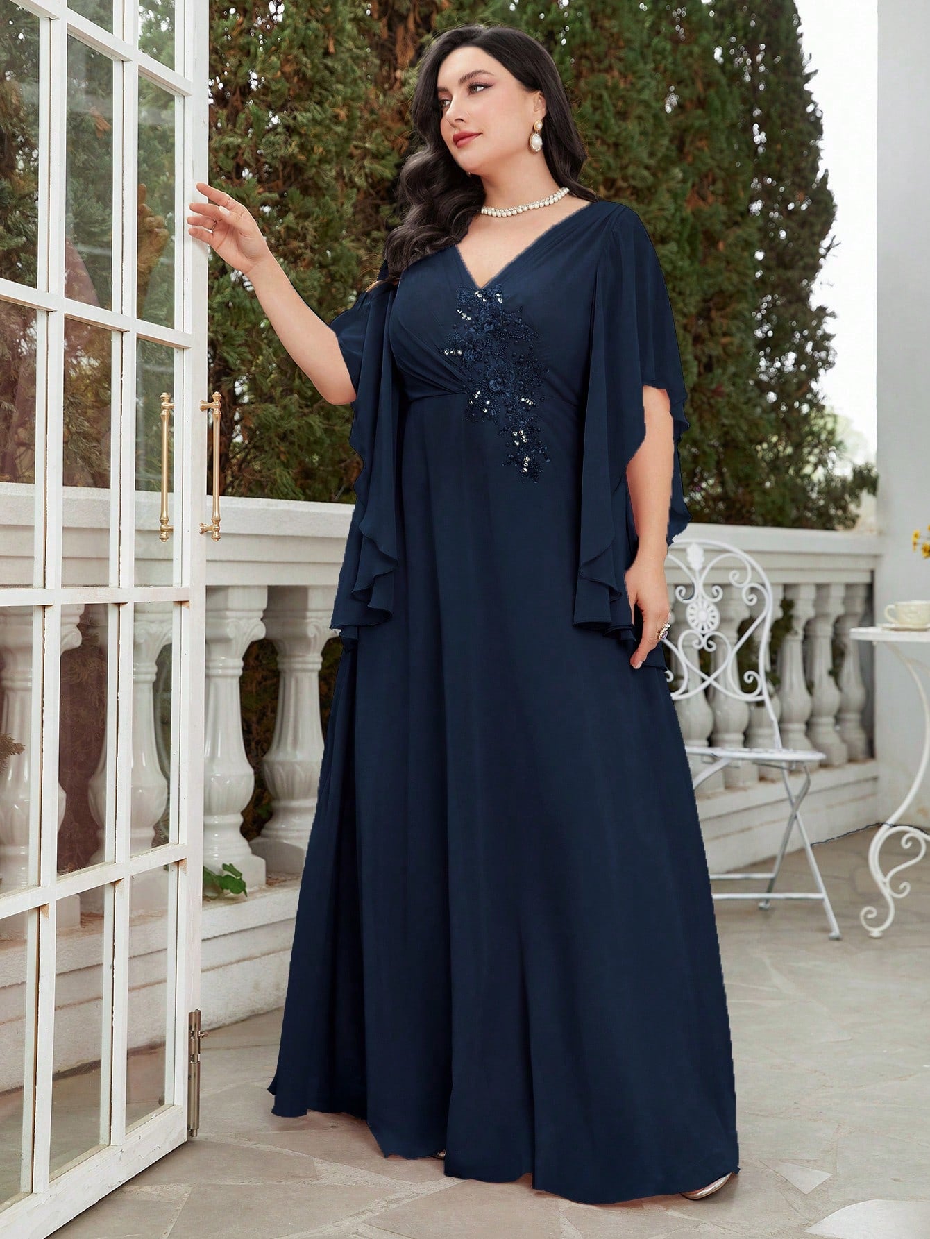 Plus Rhinestone Detail Chiffon Bridesmaid Dress