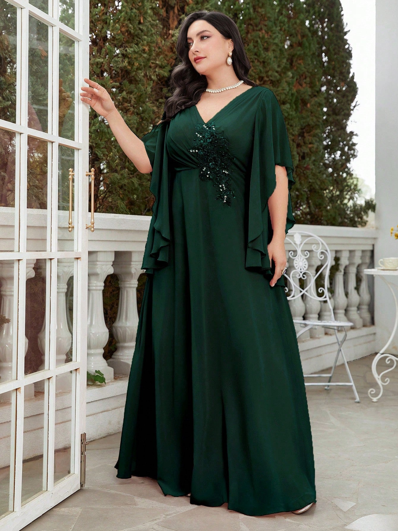 Plus Rhinestone Detail Chiffon Bridesmaid Dress